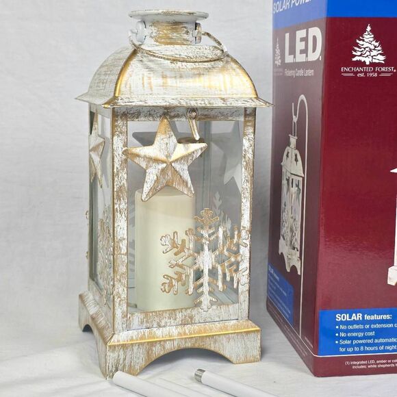 Enchanted Forest Solar LED Flicker Candle Lantern White - Picture 3 of 8